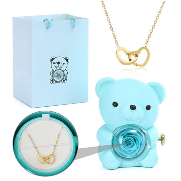 Hug Bear Jewelry Box With Customized Necklace