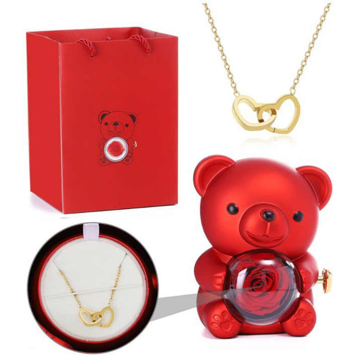 Hug Bear Jewelry Box With Customized Necklace