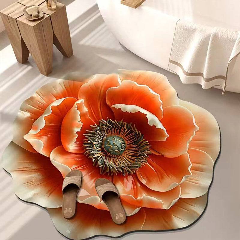 Floral Plush Floor Mat -  ( Buy 1 Get 1 Free )